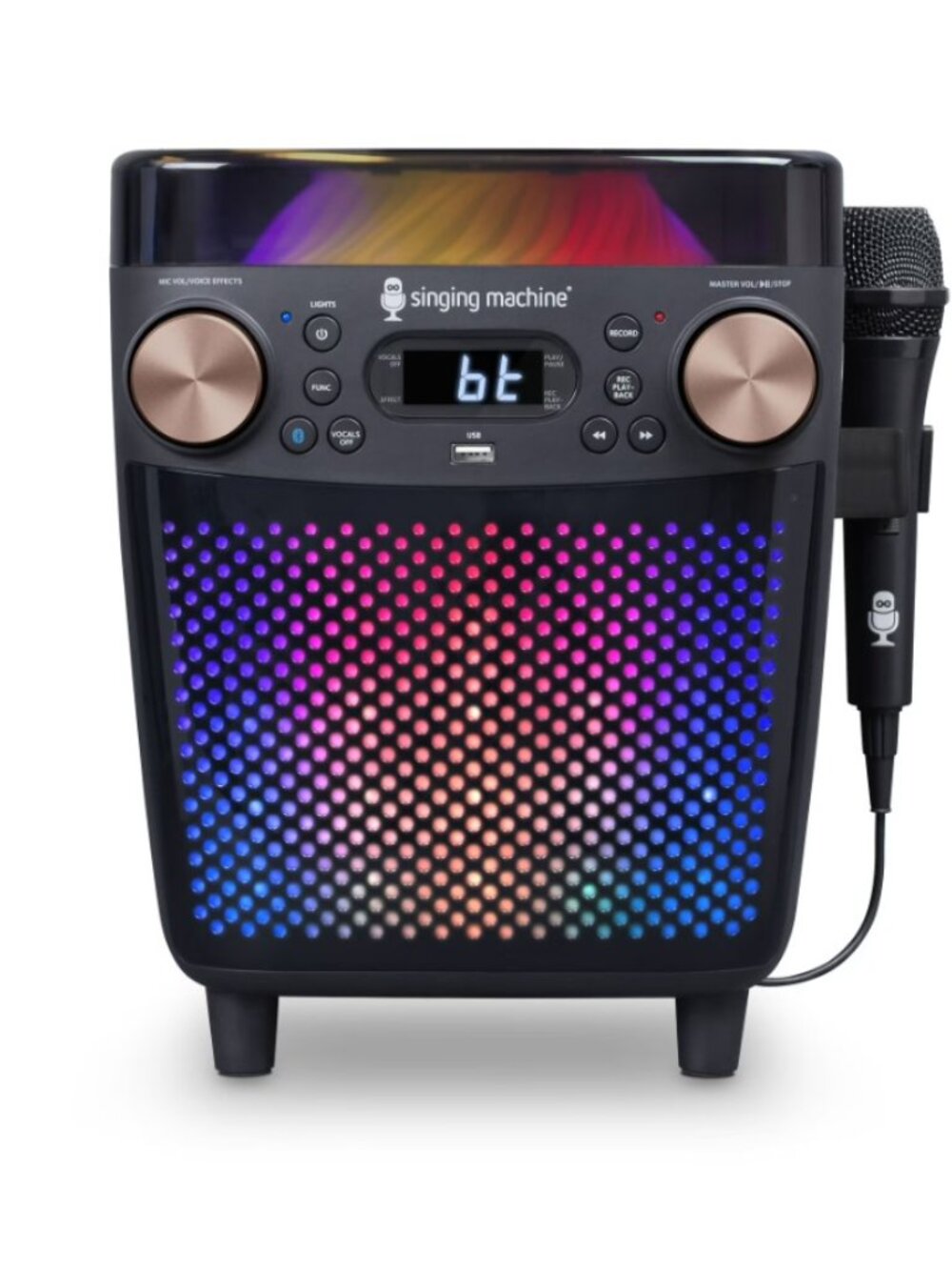 New Karaoke Singing Machine Portable Bluetooth Speaker Microphone Light Show Par - Picture 10 of 16